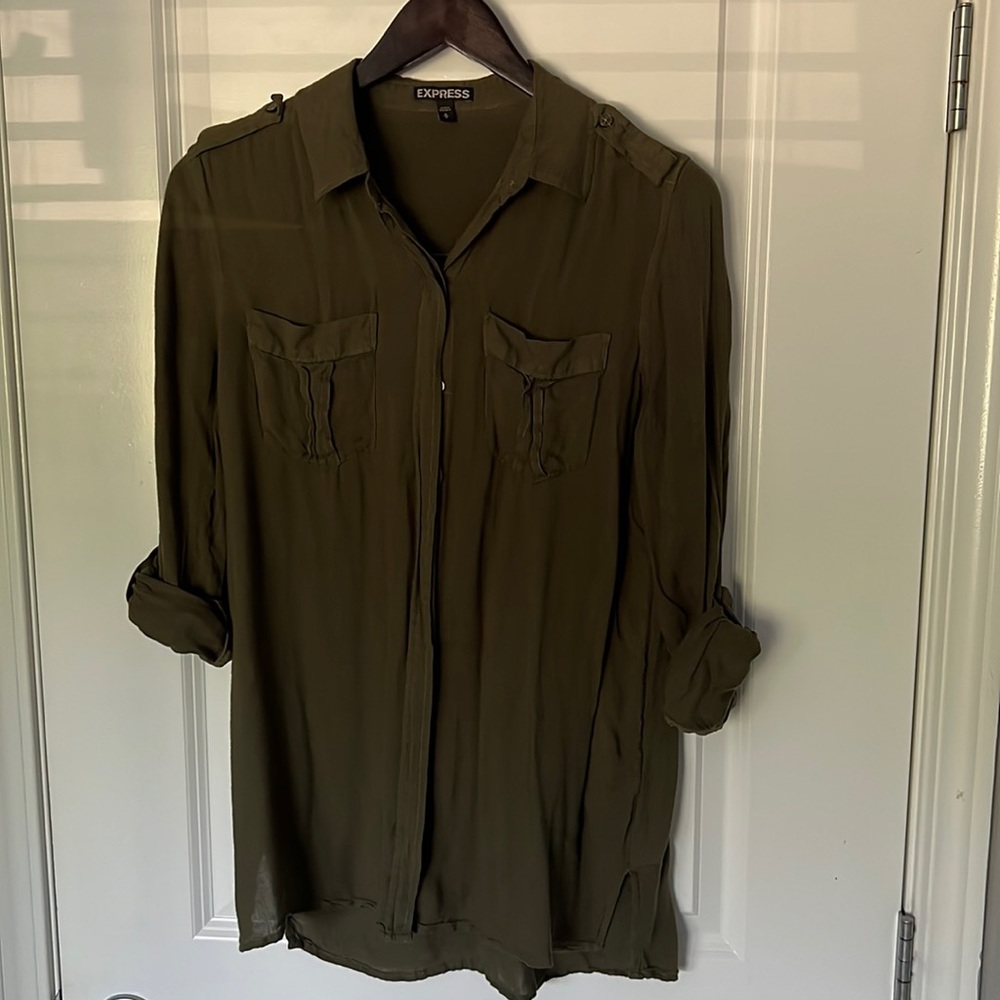 Super soft green button down